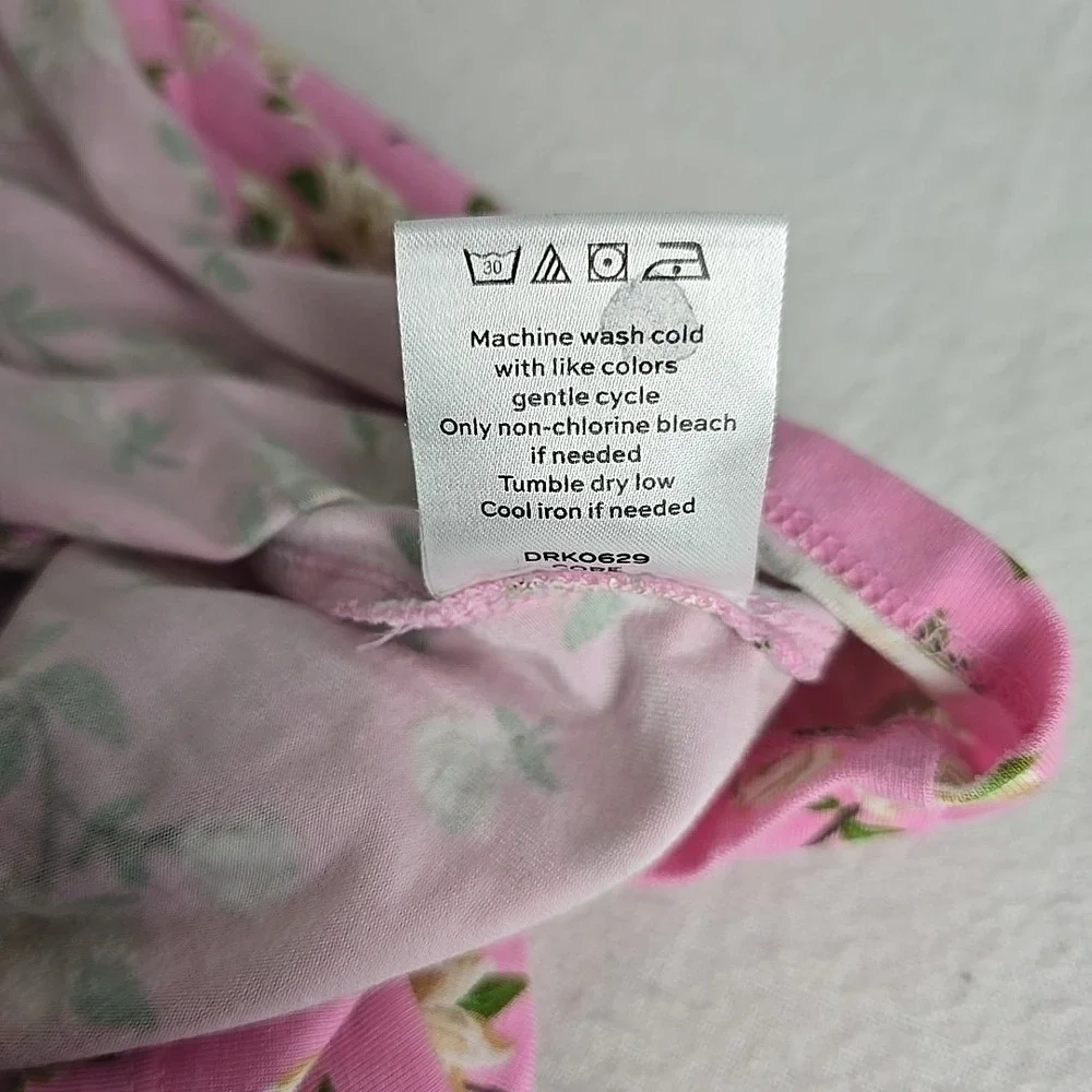 Draper‎ James Lee Ann Dress Medium Pink Magnolia Floral Puff Sleeve Coquette